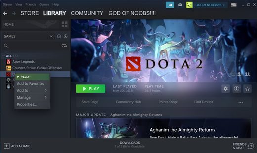 Steam game library