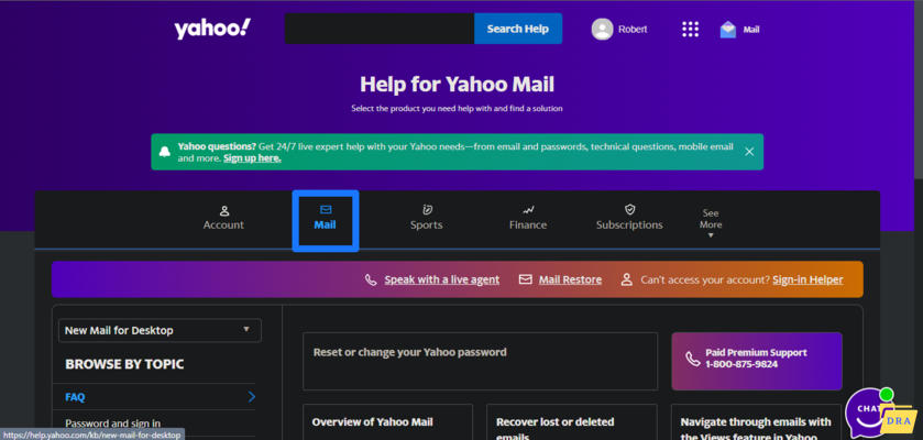 Yahoo help center
