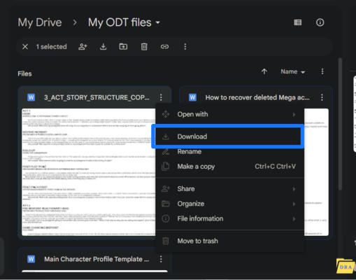Retrieve Deleted ODT Files From Google Drive